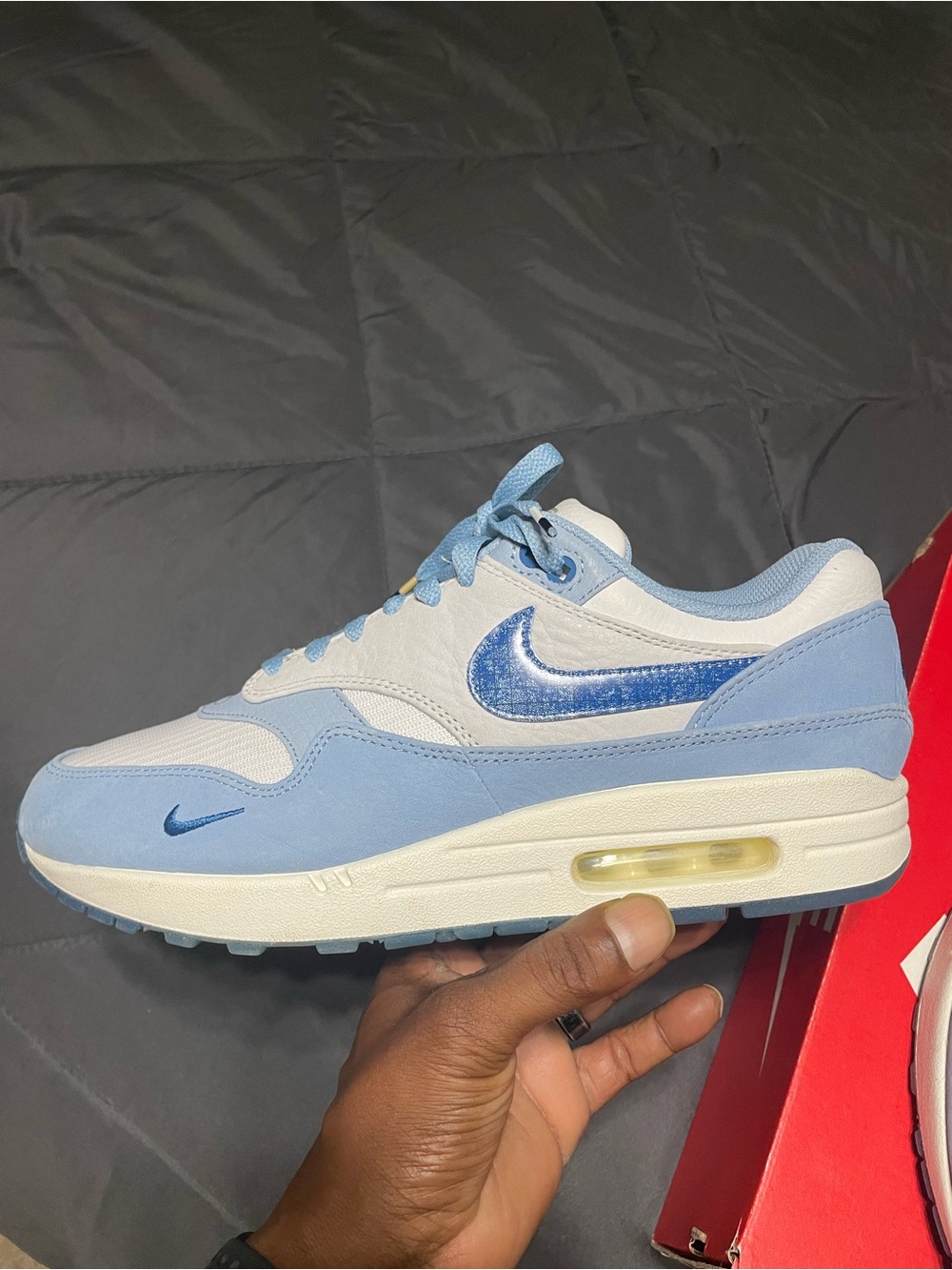 Men’s NikeAir Max 1 Blueprint Sneaker - Light Blue/White